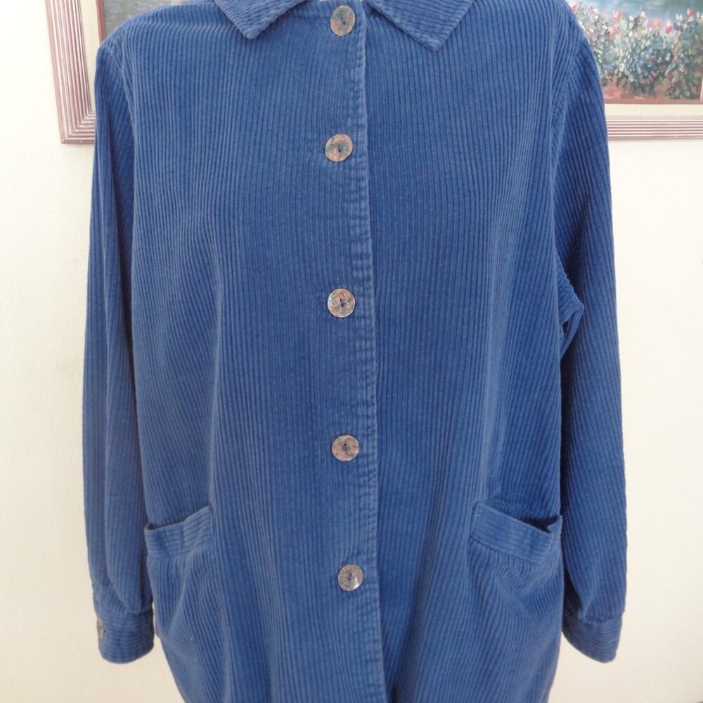Woman Within Coat Blue Corduroy Women's 1X Swing Jacket  NWOT 92085 - Picture 2 of 6